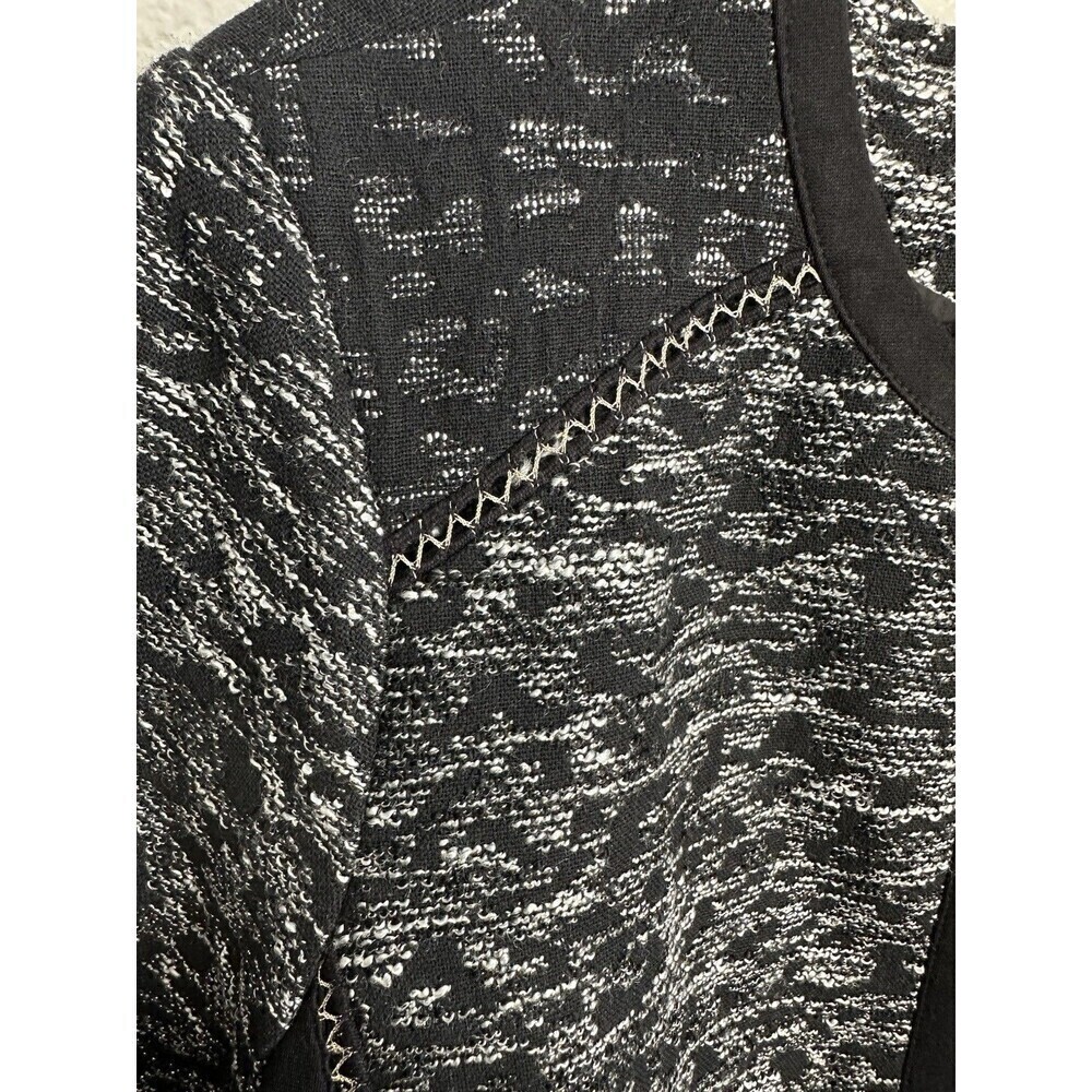 Chicos Jacquard Jacket Womens Size 3 XL Black White Full Zip Long Sleeve Knit - Picture 3 of 8